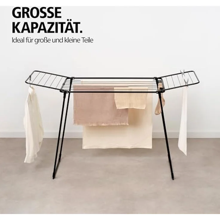 Brabantia HangOn Wäscheständer, 18 Meter Trockenlänge, mattschwarz, platzsparend und stabil mit Hängeflügel – Bild 4