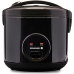 REISHUNGER Reiskocher & Dampfgarer mit Keramikbeschichtung, Schwarz, 1,8L - bis zu 10 Portionen - Schnelle Zubereitung ohne Anbrennen - Mit Warmhaltefunktion inkl. Dämpfeinsatz, Löffel & Messbecher