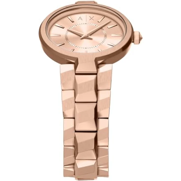 Armani Exchange Montre Femme, 34 mm Quarz Uhr mit roségoldfarbenem Zifferblatt und Edelstahlarmband, wasserdicht bis 50 m – Bild 3