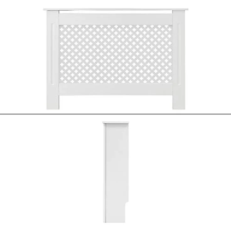 ECD Germany Heizkörperverkleidung mit Wabenmuster 112x19x82 cm Weiß aus MDF lackiert - Stillvolle Landhaus-Optik für Schlafzimmer und Wohnzimmer – Bild 2