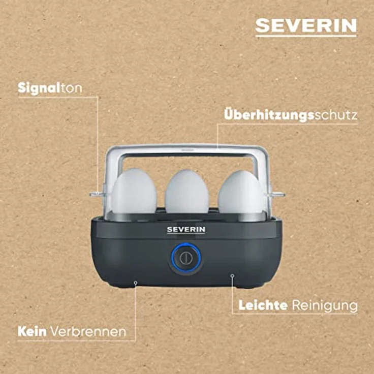 Severin EK 3165 Eierkocher, 420W, für 6 Eier, transparenter Deckel, Kunststoff, schwarz – Bild 6