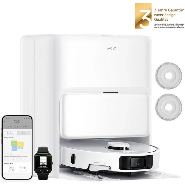 Dreame Saugroboter Mova P50 Ultra, mit Wischfunktion, 19000Pa Saugkraft, Vollautomatische Basisstation, Reinigung bei 75° C – Bild 1