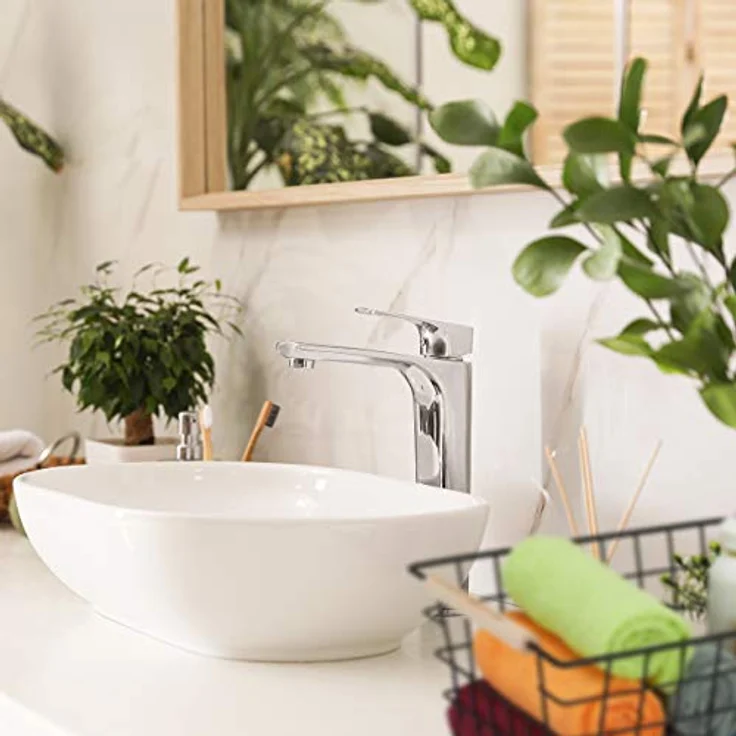 Relaxdays Drahtkorb, Holzgriffe, rechteckig, Gitter Design, Kleidung, Accessoires, Metallkorb, HBT: 16x31x21 cm, schwarz – Bild 5