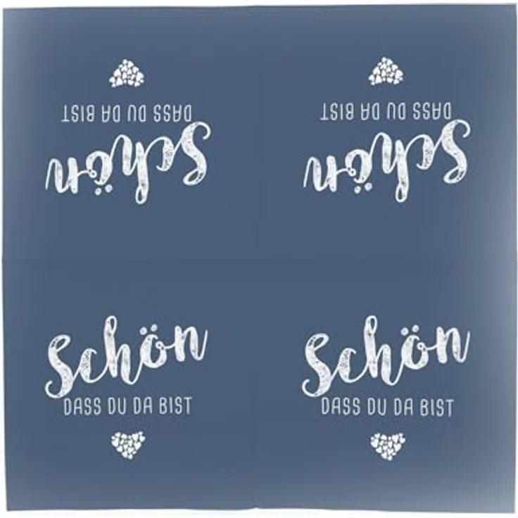itenga Servietten Schön dass du da bist, 30 x 30 cm, 3-lagig, 40 Stück, dunkelblau für Kommunion, Konfirmation, Hochzeit und Taufe – Bild 4