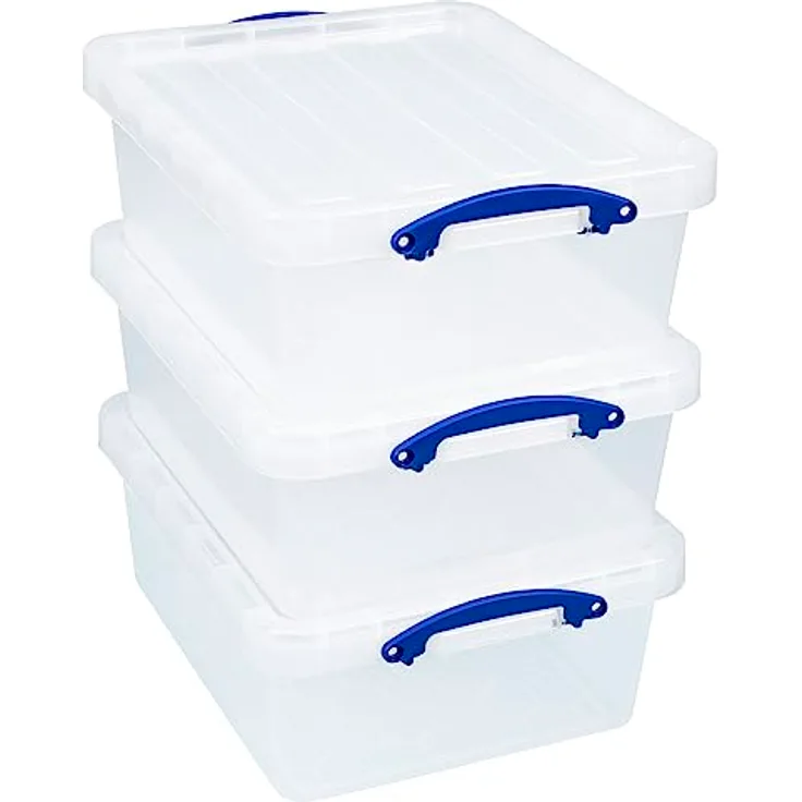 Really Useful Box Aufbewahrungsbox aus Kunststoff, 23,5 l, transparent, 3 Stück