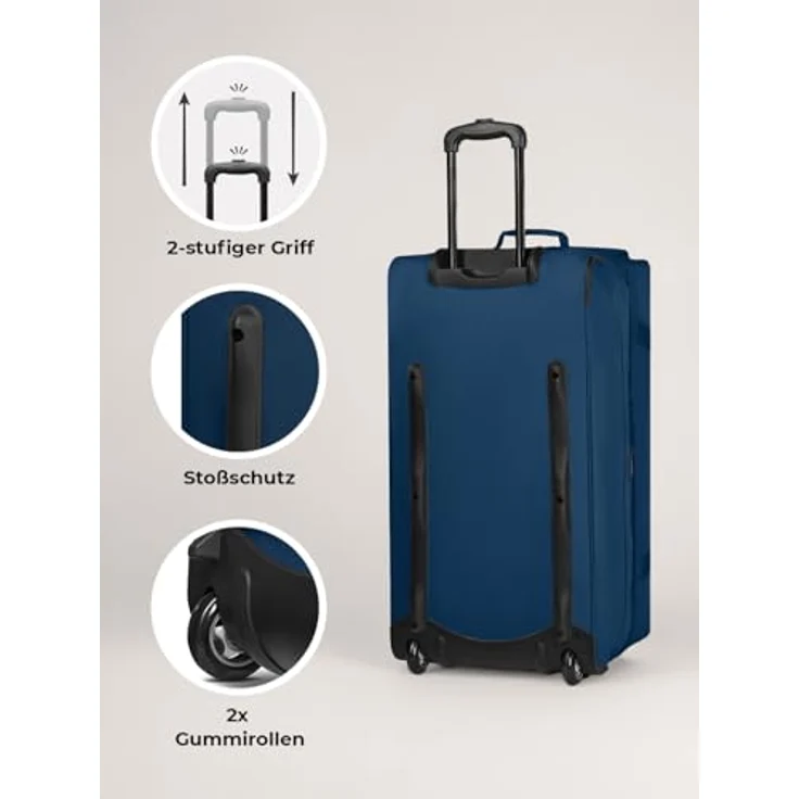 Redolz Duffle Essentials 2-Rollen Reisetasche 70 cm L mit Dehnfalte navy – Bild 8