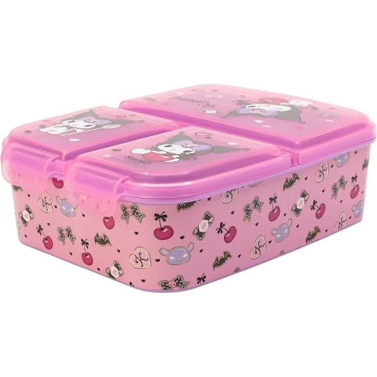 Stor Lunchbox Hello Kitty, Kinder Brotdose mit 3 Fächern, ideal für Schule und Ausflüge, Handwäsche empfohlen – Bild 2