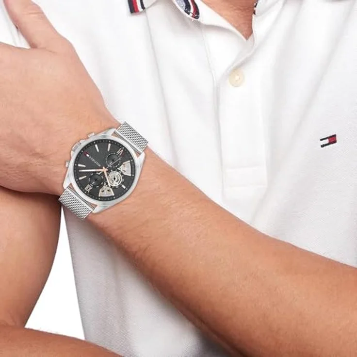 Tommy Hilfiger Multifunktionsuhr BAKER, Quarzuhr, Herrenuhr, Edelstahlarmband, analog, Tag, grau – Bild 5