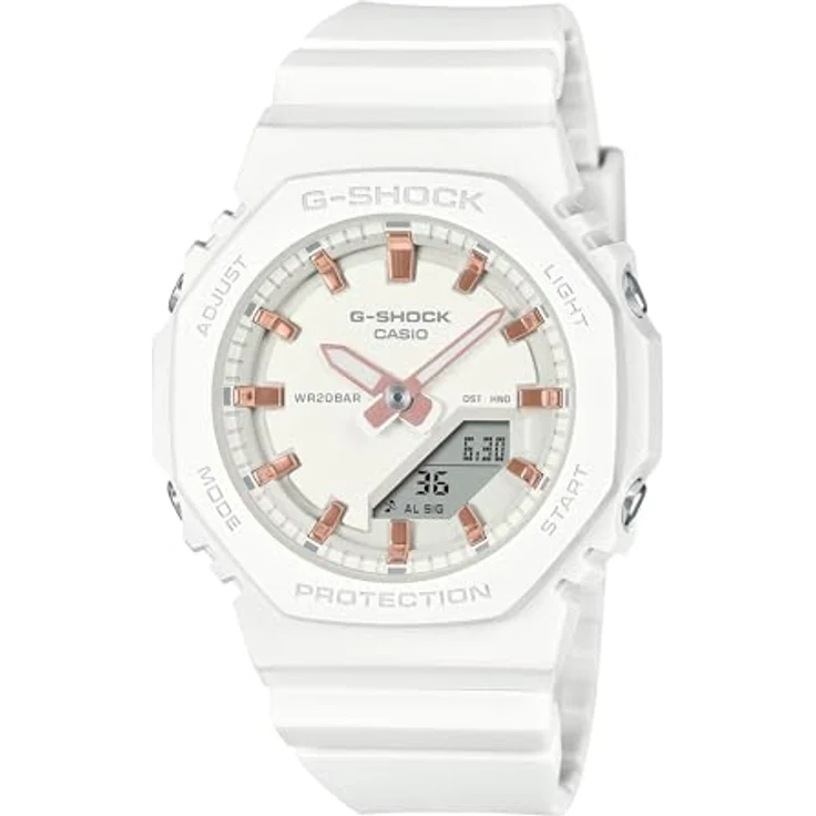 Casio G-Shock Classic Ana-Digi Damenuhr, Weiß GMA-P2100M-7AER mit Stoppuhr, Alarm und Beleuchtung – Bild 2