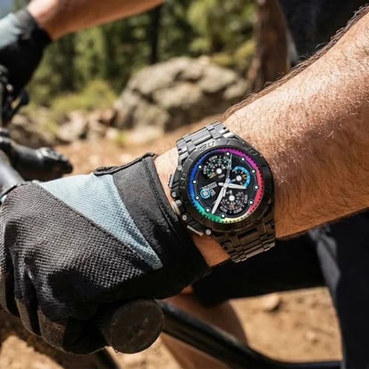 Festina Chronograph Chrono Bike F20761/1, Limited Edition Herrenuhr mit schwarzem Edelstahlarmband, Mineralglas und japanischem Quarzwerk – Bild 3