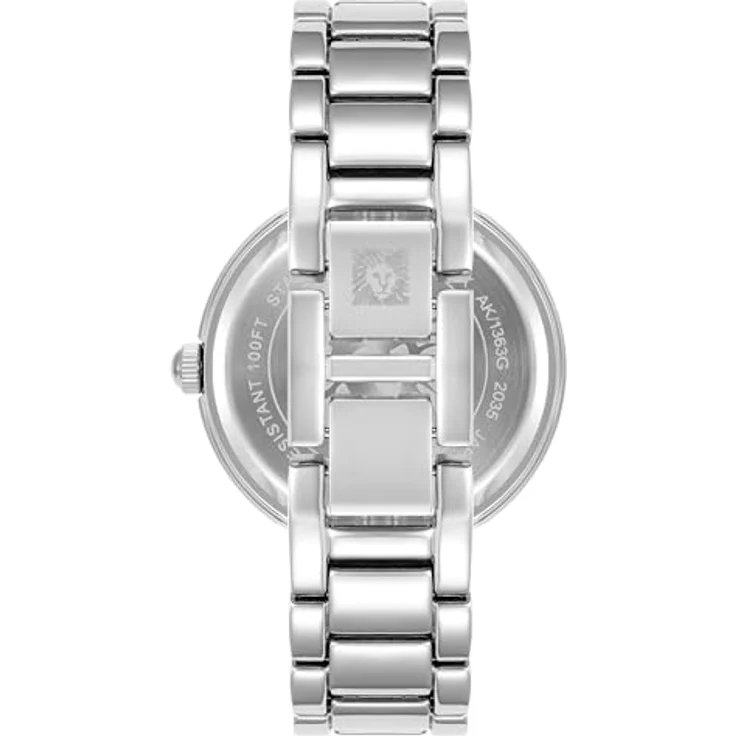 Anne Klein Damen-Armbanduhr AK/1363BKSV, 32 mm mit echtem Diamant-Zifferblatt, Schwarz/Silber, verstellbares Gliederarmband – Bild 3