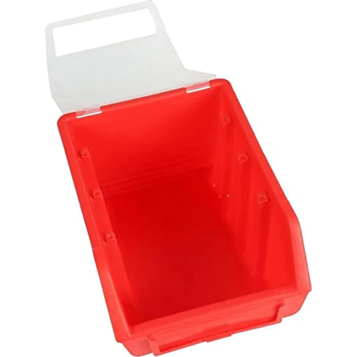 PROREGAL SuperSparSet 10x Sichtlagerbox 2 mit Deckel | HxBxT 7,5x11,6x16cm | Rot | Stapelbare Sichtlagerkästen aus bruchsicherem Polypropylen (PP) – Bild 5