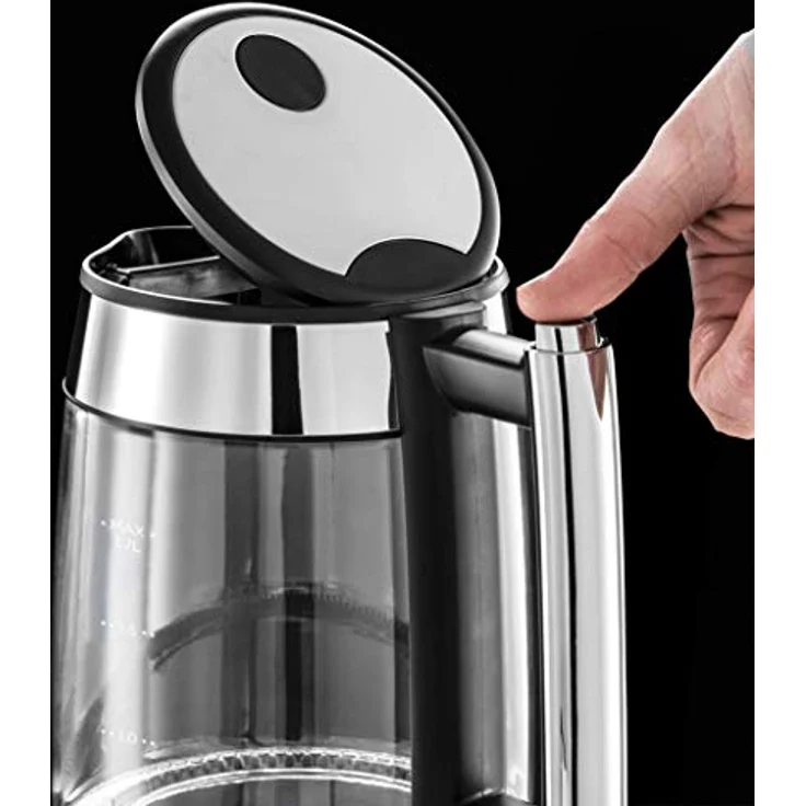 Russell Hobbs Wasserkocher, Glas Elegance, 1.7l, 200W, LED Beleuchtung, Edelstahl, herausnehmbarer Kalkfilter, Wasserstandsanzeige mit Füllmengenmarkierung, hochwertiger Teekocher 23830-70 – Bild 3