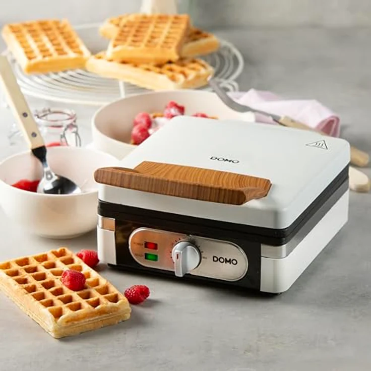 DOMO WAFFELEISEN DO9274W – Waffeleisen in Powder White mit PFAS-freier Antihaftbeschichtung und temperaturregulierbarem Thermostat – Bild 2