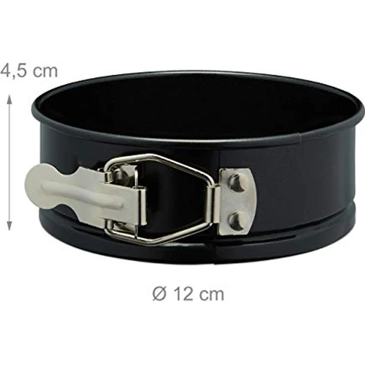 Relaxdays Springform klein, 5er Set, Ø 12 cm, rund, antihaftbeschichtet, 250°C hitzebeständig, Mini Kuchenform, schwarz – Bild 4