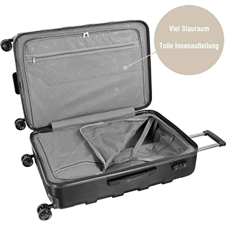 Bugatti Galatea Hartschalenkoffer 76x52x29,5 cm - 96L, 4 Rollen mit TSA Zahlenschloss, schwarz – Bild 4