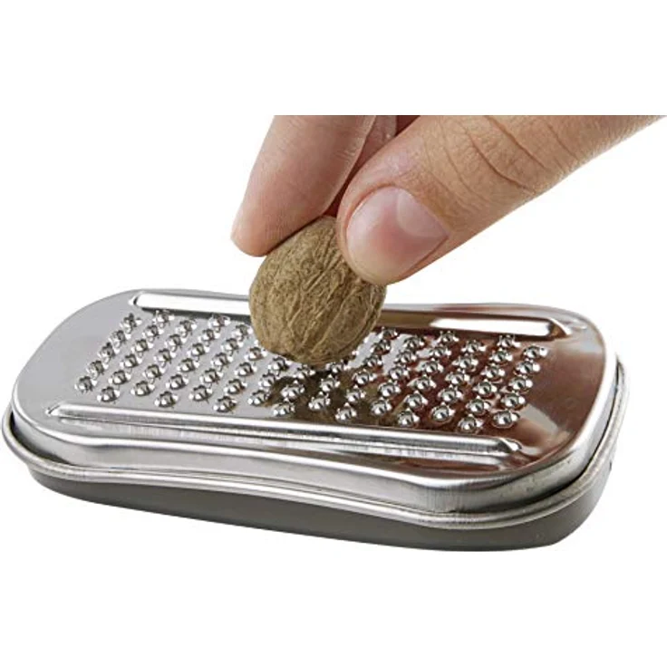 FACKELMANN Basic 9x5cm m.Deckel Muskatreibe mit Deckel, Edelstahl, Grau Silber, 17 x 7.9 x 2 cm – Bild 4