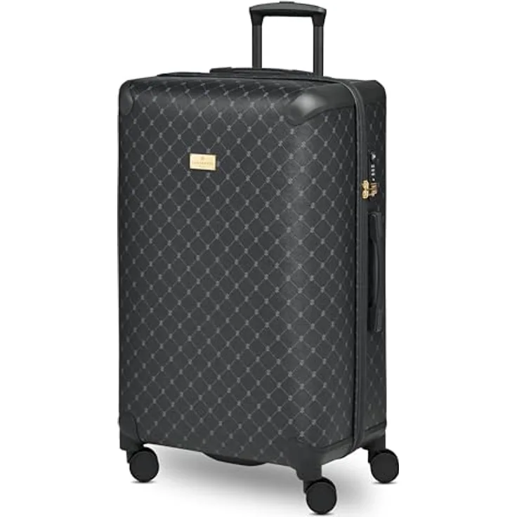 Lazarotti großer Ckeck-in Koffer | XL Trolley 50 x 32 x 79 cm | leichtes hybrides Material mit Logo Druck & Eckenschutz | 4 Doppelrollen & TSA-Schloss für Damen & Herren (Palermo)
