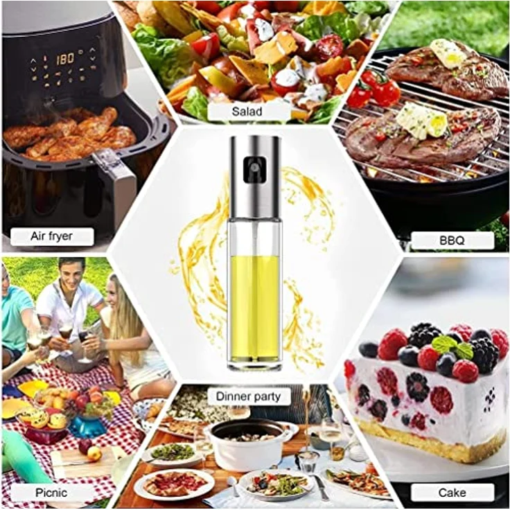 ChioSun Öl Sprayer Flasche, 100ml Edelstahl und Glas, essigspritzender Spender für BBQ, Salat und Kochen, BPA-frei – Bild 5