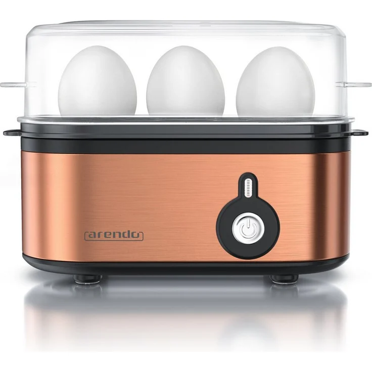 Arendo Threecook Eierkocher, Edelstahl, 3-fach, wählbarer Härtegrad, für 1-3 Eier, 210 W, BPA-frei, schwarz/silber