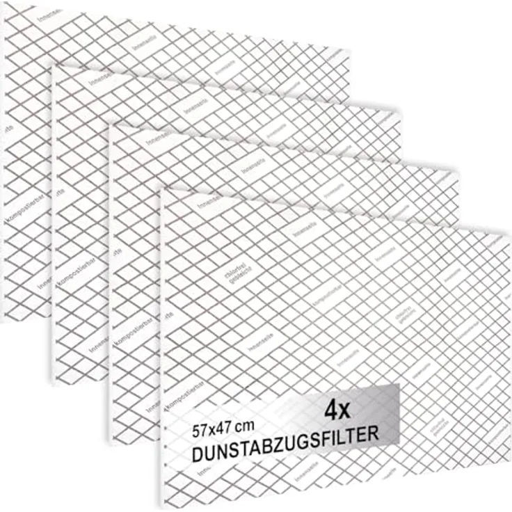 com-four® 4x Dunstabzugsfilter, Flachfilter 57 x 47 cm mit hoher Filterleistung und Sättigungsanzeige