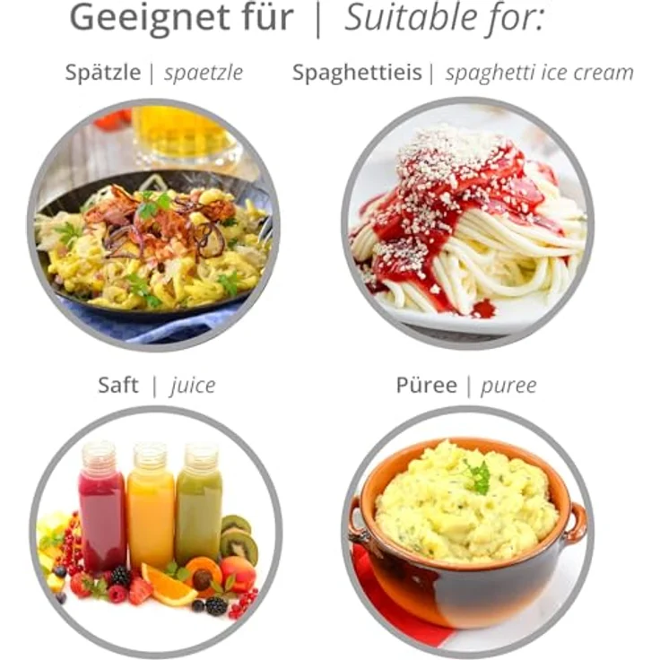 Westmark Spätzle--Kartoffelpresse, Mit Spezial-Lochung für Spätzle wie Handgemacht, Aluminiumdruckguss, Länge: 41 cm, Spätzlechef, Silber, 61202260 – Bild 7