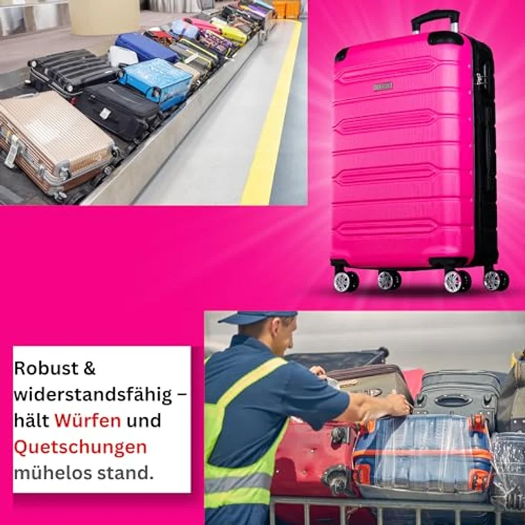 Nowi Rhodos 4 Rollen Trolley 68 cm, Pink, (62.70 l, L) - Stylischer Trolley mit geräumigem Hauptfach und arretierbarem Griff – Bild 4