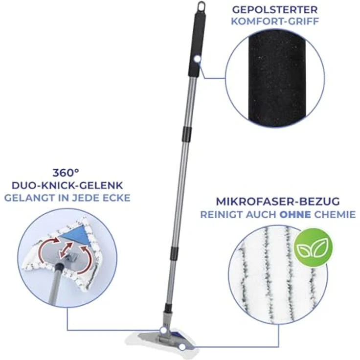 Maximex Bodenwischer-Set Multiflex-Wischer inkl. Teleskopstiel, für Fliesen, Fenster und Böden, mit Aufhangöse – Bild 5