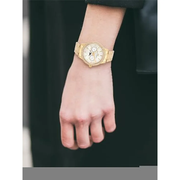 Rhodenwald & Söhne Damen Uhr analog Quarz Multifunktion mit gelbgolden Edelstahl Armband, verziert mit Swarovski Kristallen – Bild 5