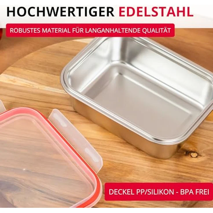 Westmark Edelstahl Lunchbox 1300 ml – Auslaufsichere Mikrowellen- & Ofenfeste Bento Box, BPA-frei, Silber – Bild 4