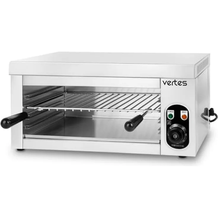 VERTES Salamander Grill, Gastronomie Ofen mit Edelstahlgehäuse, regelbar 50-300°C, 2000 Watt, höhenverstellbar, zum Überbacken, Gratinieren und Warmhalten