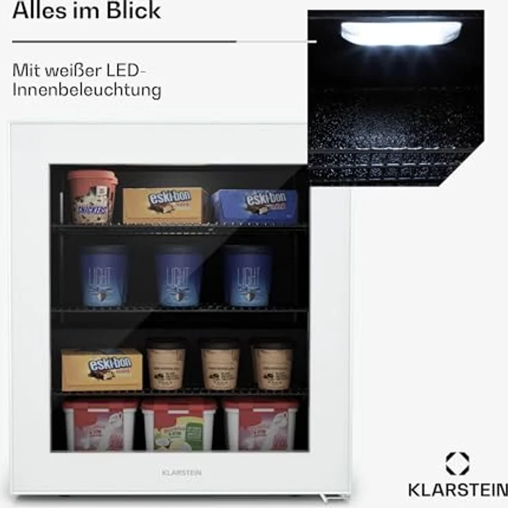 Klarstein Kleiner Gefrierschrank Mit Nofrost & Glasfront - 88 L Gefrierschrank Mit 5-Stufen-Thermostat Von 0 bis -18 °C - Kompakter Standgefrierschrank Für Küche & Keller, Schwarz – Bild 4