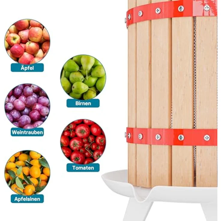 Wiltec 30L Obstpresse aus Buchenholz inkl. Presstuch, manuelle Weinpresse mit 285x581mm Korb, Apfelpresse Fruchtpresse für Obst Wein Maische, robuste (Rot-)Buchenholzkonstruktion – Bild 9