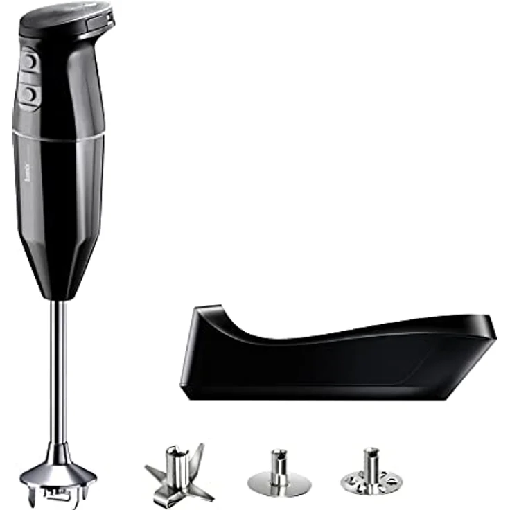 bamix Stabmixer Set cordless PLUS kabelloses, inkl. Multi, Quirl, Schlagscheibe aus Edelstahl, 250 Watt, 3-Stufen, Made in Switzerland, Schwarz – Bild 1