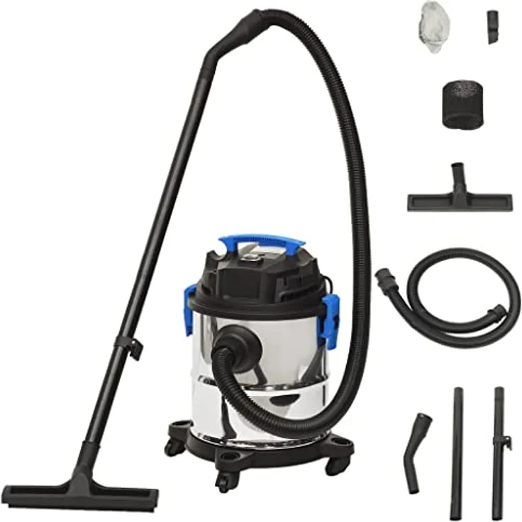 vidaXL Nass- und Trockensauger 1200 W 20 L Silbern, 3-in-1-Funktion, flexibles Design – Bild 1