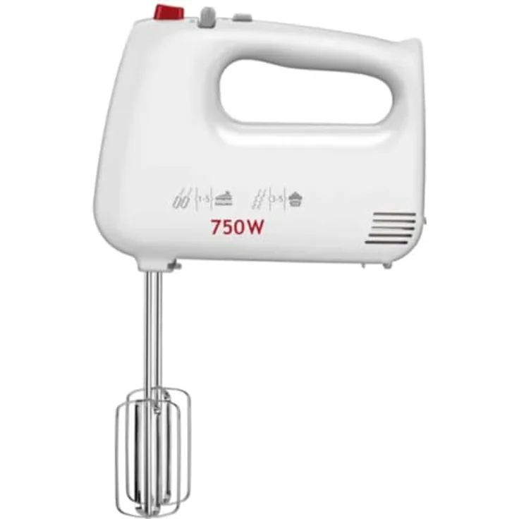 MPM Handmixer MMR-19/B, 750 W mit 5 Geschwindigkeitsstufen, Turbo-Funktion und Sicherheitsschutz, Weiß – Bild 2