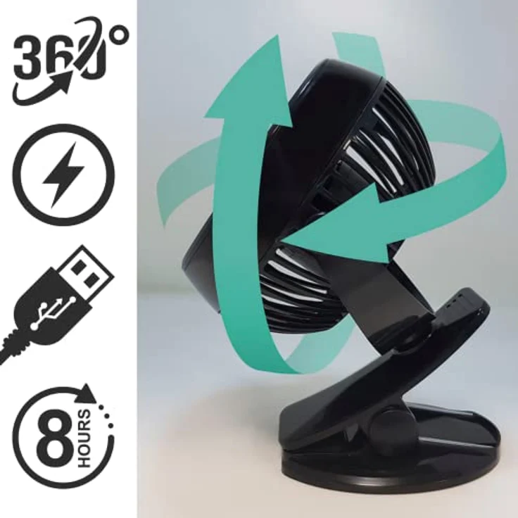 STARLYF Tragbarer kabelloser Starylf Fast Fan, USB-aufladbar, 360-Grad-Rotation, Premium-Mini-Ventilator für Zuhause, Büro, leise und mit Geschwindigkeitsregelung – Bild 2