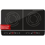 Klarstein Elektro Kochplatte Induktion, Induktionskochfeld mit 2 Platten Mobil, 3500W Induktions-Kochplatte für Camping & Zuhause, 2er Induktionsplatte Tragbar, Moderne Doppel Inductions-Kochplatte
