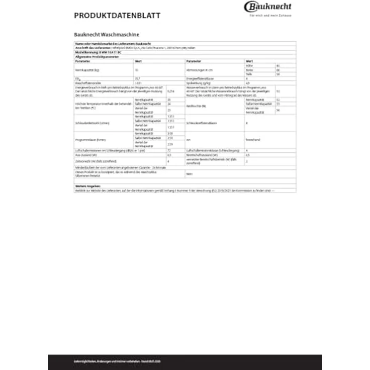 BAUKNECHT B WM 10A11 BC, Waschmaschine mit 10 kg Fassungsvermögen, 1.351 U/Min., Energieeffizienz A, Adaptive Wash, PrecisionWash und Steam Therapy – Bild 15