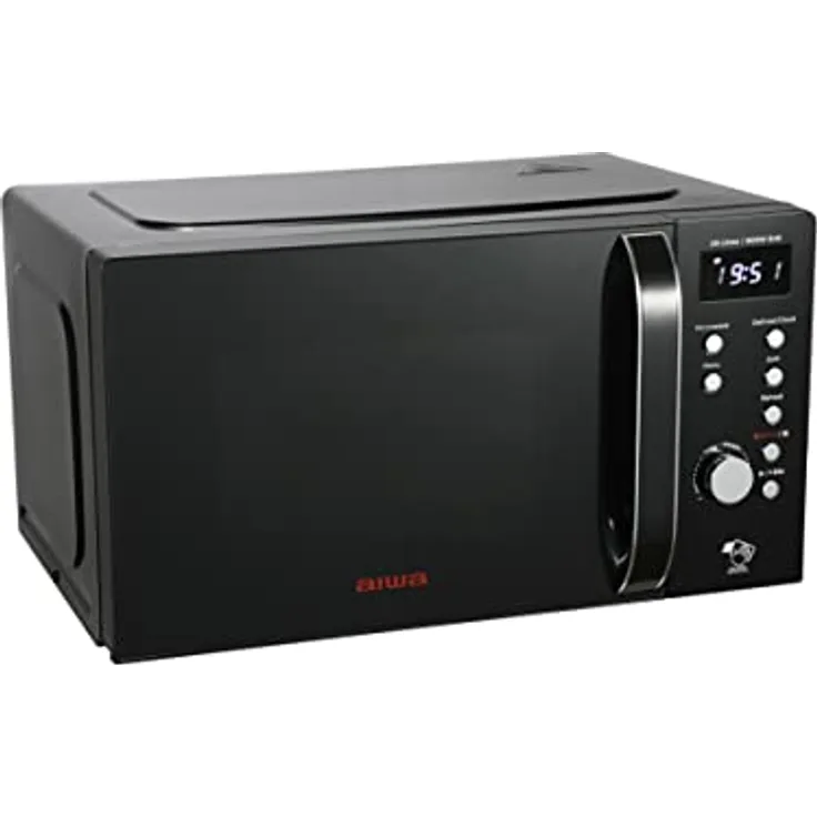 Aiwa AMW-202DG/BK Digitale Mikrowelle mit Grill, 20 l, 700 W, Sicherheitsverriegelung, Teller 25,5 cm, Edelstahl-Grillrost, Express Cooking mit 8 Modi, Timer. Farbe: Schwarz
