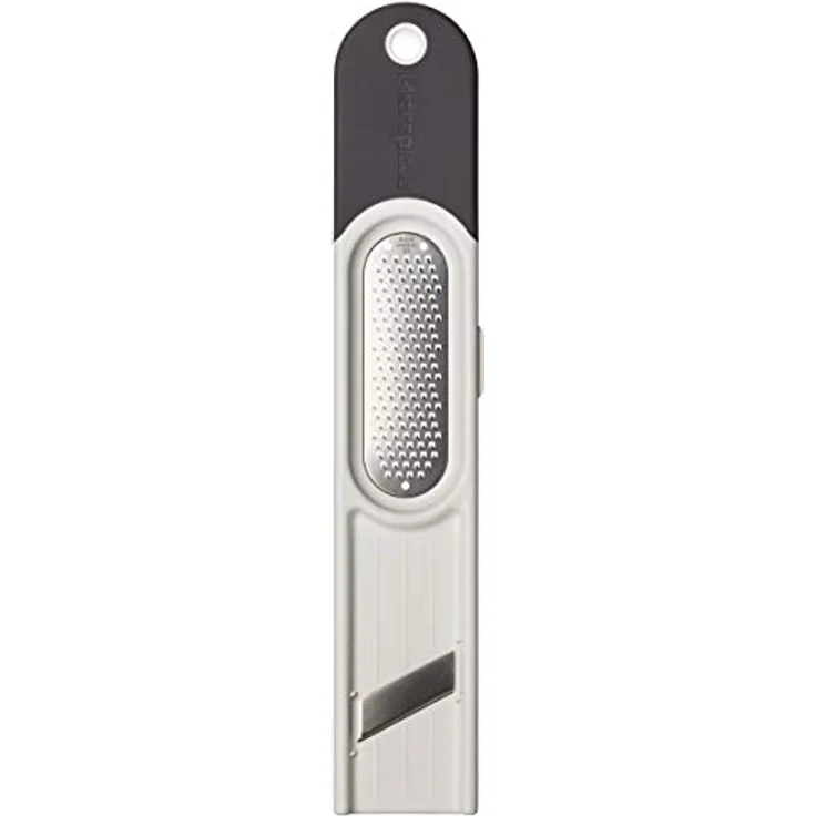 Microplane Ingwer-Reibe 3in1 Edelstahl Grau-Weiß zum Schälen, Reiben und Schneiden – Bild 2