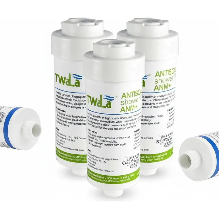 TWaLa 3x Duschfilter AWF-SWR-P, Wasserfilter gegen Kalk und Chlor, weiß, universell einsetzbar, einfache Montage, Pflege für Haut und Haar