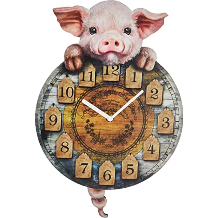 Nemesis Now Piggin' Tickin' Uhr, 32 cm, Braun