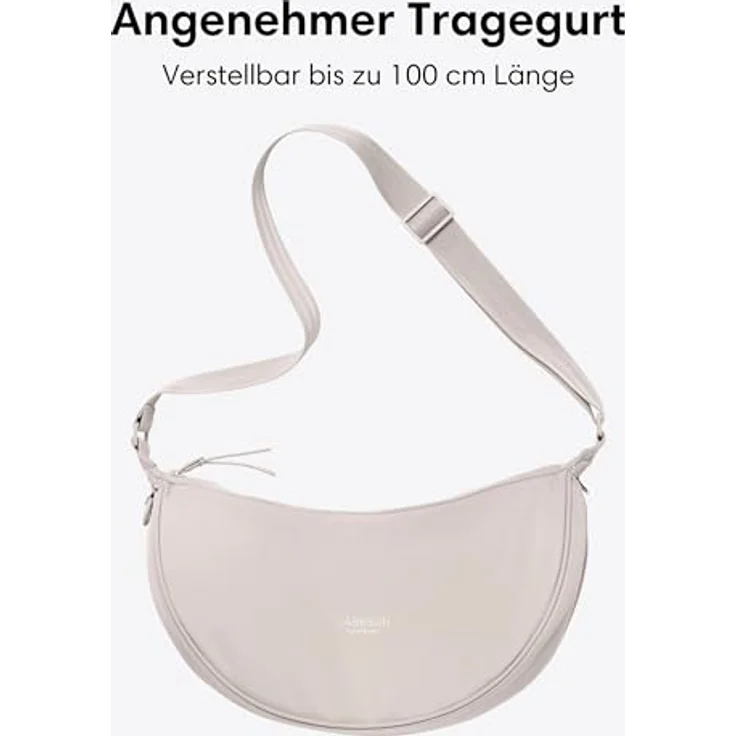 LARKSON Solveig Medium Crossbody Bag Beige - Halbrunde Umhängetasche im Moon Bag Design - Wasserabweisend, verstellbarer Schultergurt und praktische Organisierung – Bild 4