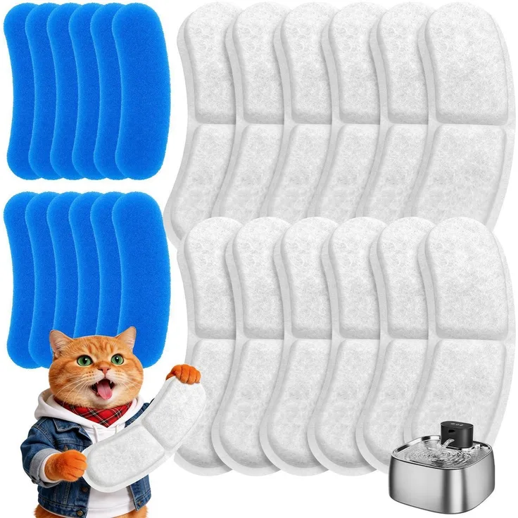 ROTTOGOON Katzenbrunnen Filter 12 Stück für STR-PT-108A 3,2L, Effektive Mehrfache Filtration mit Aktivkohle und Ionenaustauscherharz