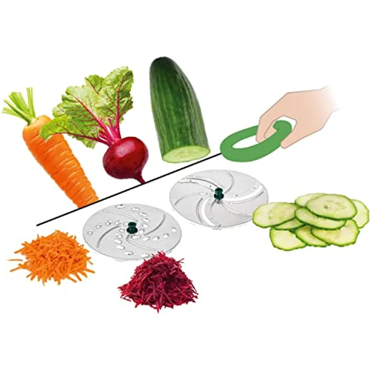 Genius Nicer Dicer Pegasus Gemüseschneider Zubehör-Set 4tlg - Messereinsätze mit dem Nicer Dicer Pegasus kompatibel | fein Schneiden, grob Reiben – Bild 4