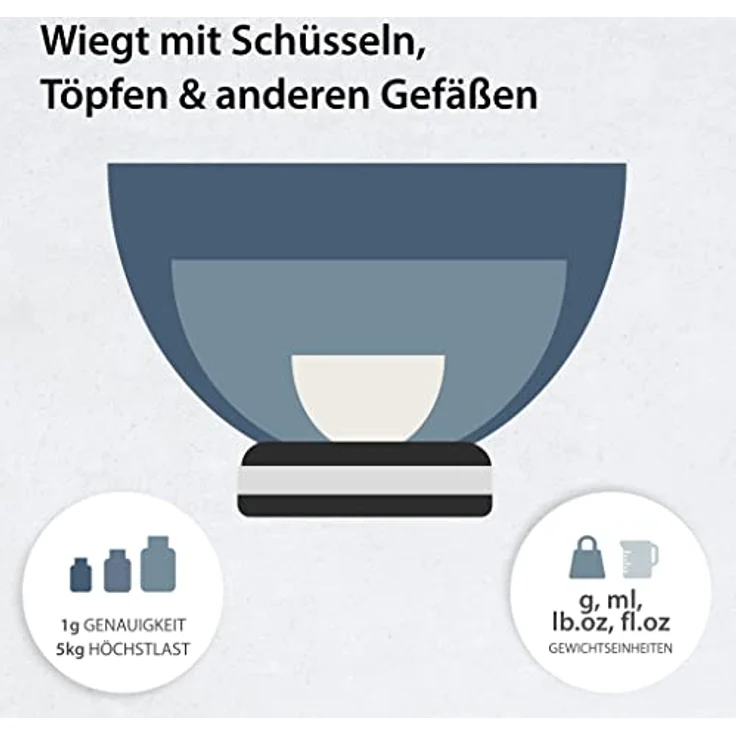 ADE KE1912 Küchenwaage digital KE 1912 Tosca (Elektronische Waage mit abnehmbarer Schüssel aus, Edelstahl), 5 kilograms, silber – Bild 8