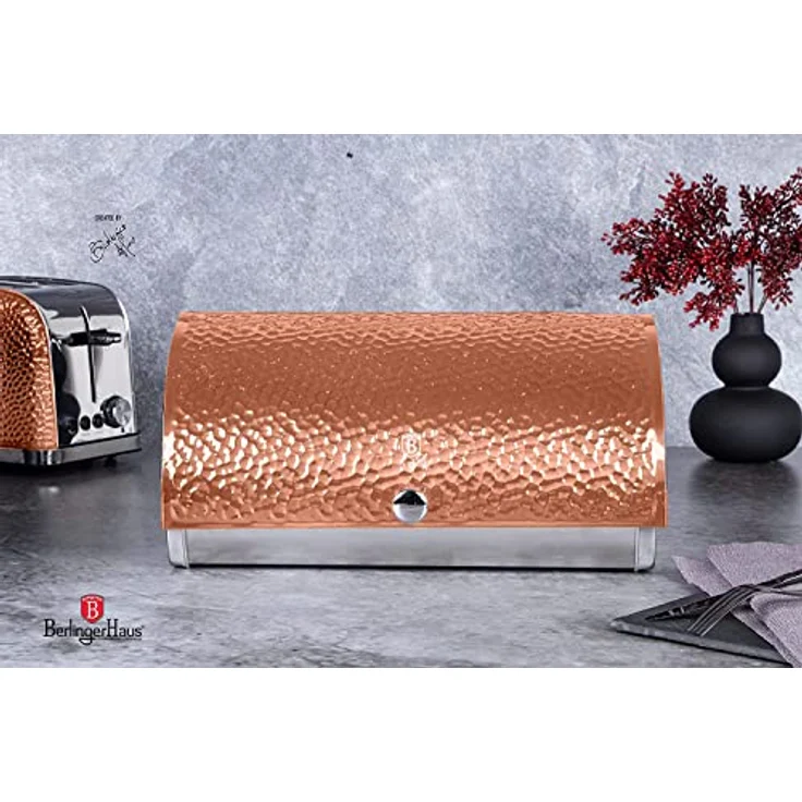 BerlingerHaus Metallic Line Rose Gold Farben Edelstahl Edition Brotbox, Brotaufbewahrung, Gold, Rosa – Bild 5