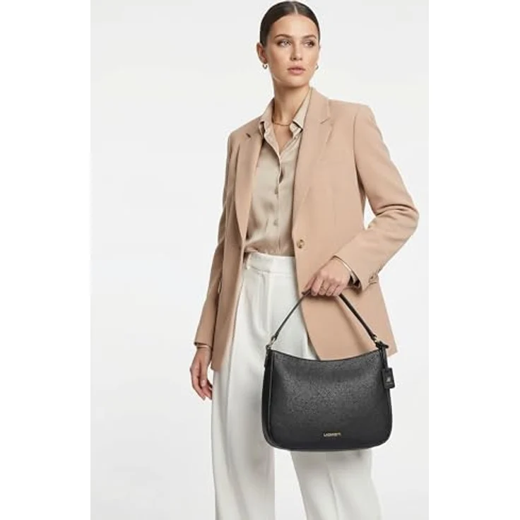 Lazarotti Bologna Leather Hobo Schultertasche, 27 cm, 100% Leder, schwarz – Bild 2
