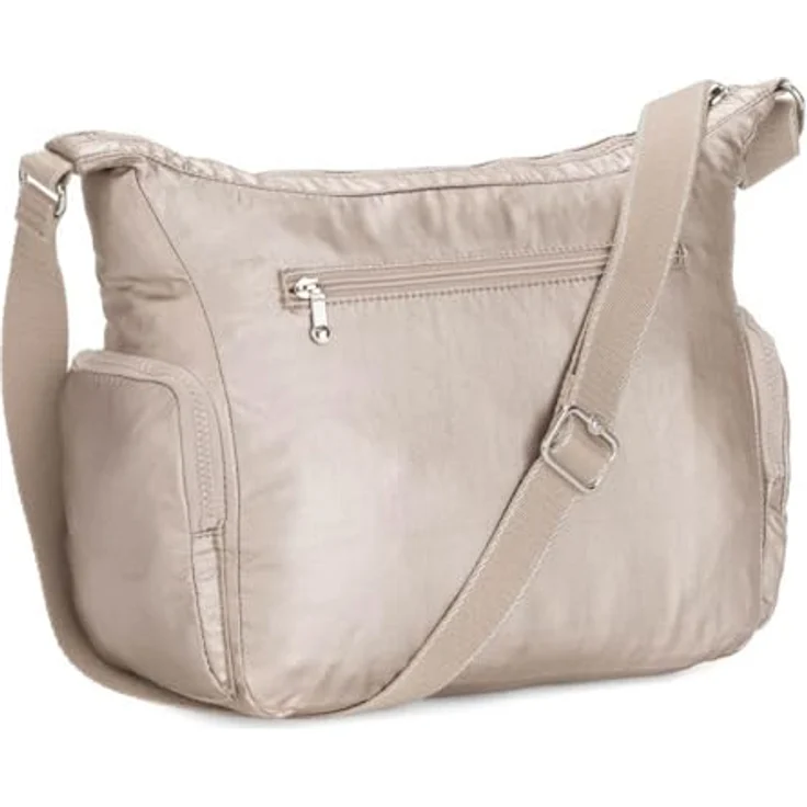 Kipling Gabbie Umhängetasche 37 cm aus Polyamid, beiges Hauptfach mit Reißverschlussfach und Steckfächern – Bild 3